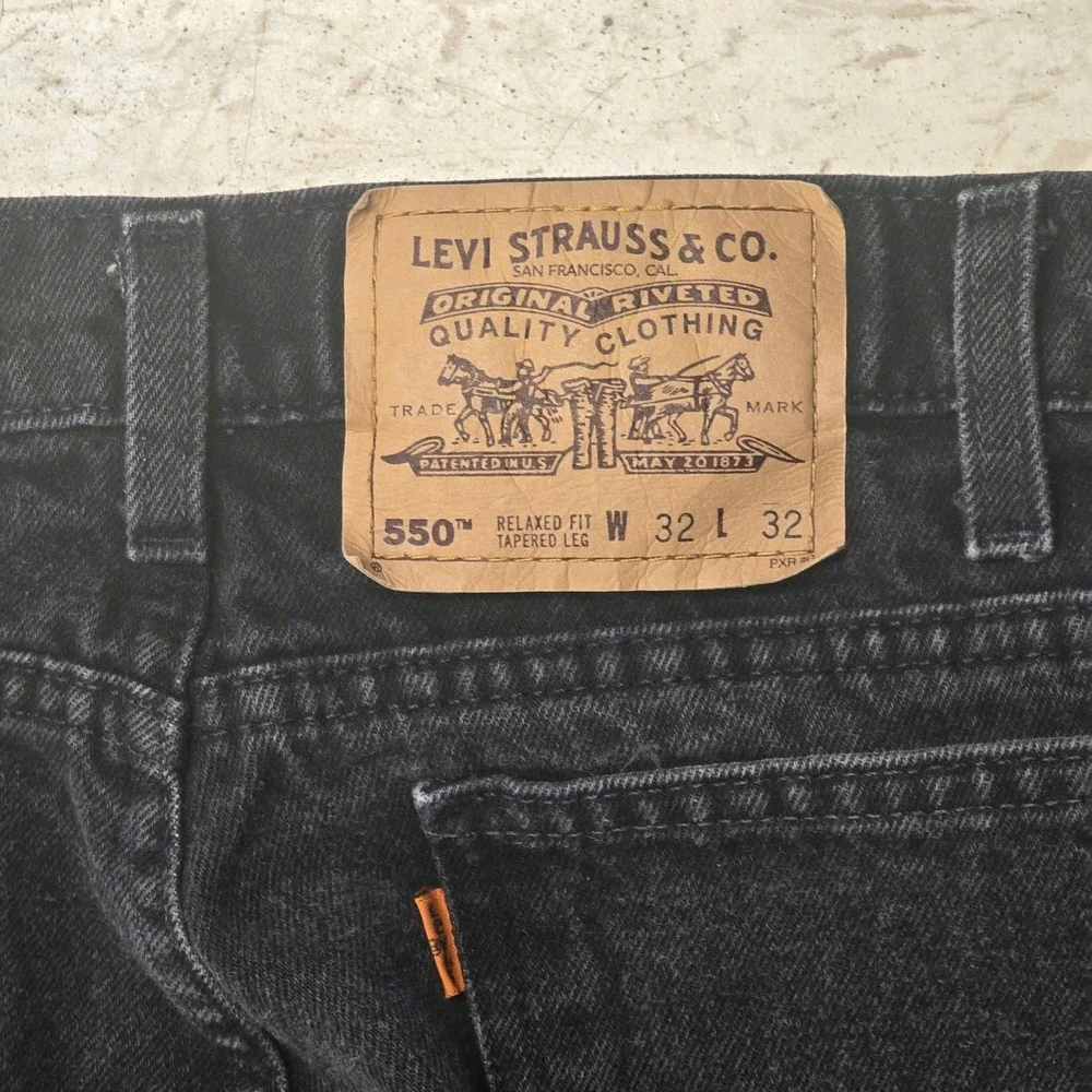 Vintage Levis 550 Relaxed‎ Fit Tapered Leg Orange Tab Black Jeans 32x32 11/1996